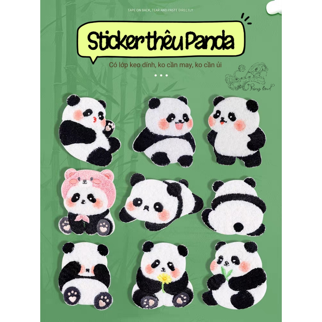 Sticker Thêu Hình Gấu Trúc Dễ Thương - Phụ kiện DIY | Shopee Việt Nam