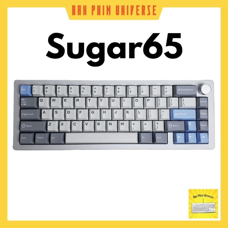 Bàn Phím Cơ Cắm dây Sugar 65 bàn phím nhôm, Hotswap, Mạch Xuôi, Led RGB ...