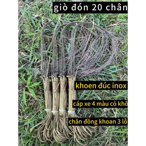 Giò bẫy gà rừng chân đồng khoan 3 lỗ,cáp xe4 màu cỏ khô tàn hình,khoen đúc inox