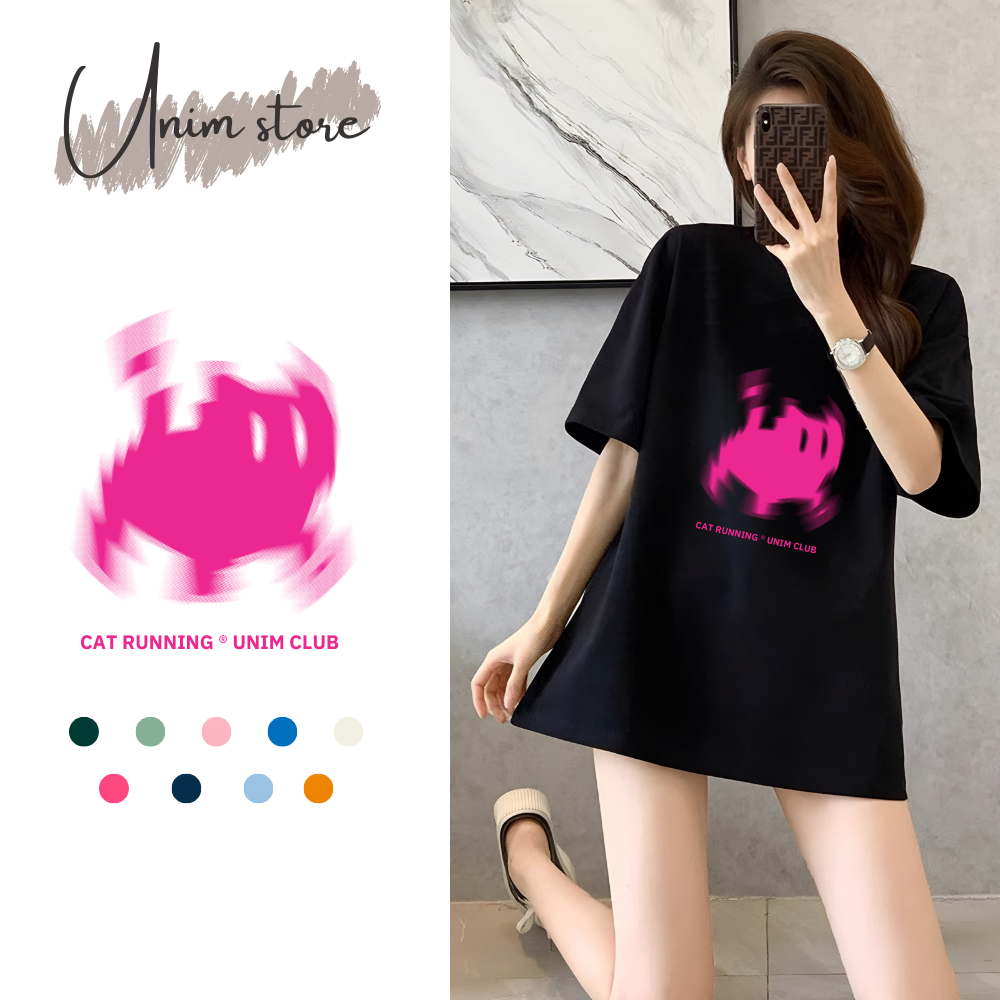 [VẢI 250 GSM] Áo Thun Mèo Running Local Brand Unim Store Form Rộng Unisex ĐỊnh Lượng Vải 250 Gsm 100% Cotton AMC99