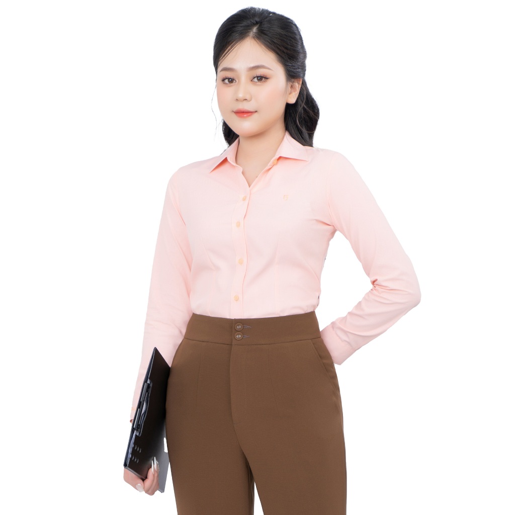 Áo sơ mi nữ dài tay R04 chất liệu cotton kẻ tăm form ôm nhiều màu Thái Hòa