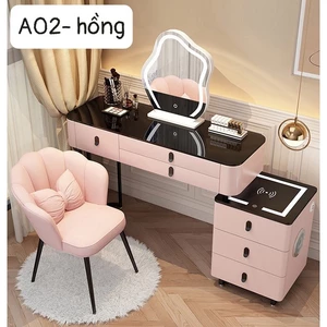Bàn trang điểm nhập khẩu,Bàn phấn, bàn trang điểm nhập khẩu mặt kính hiện đại led cảm ứng 3 màu,Tab sạc không dây T06