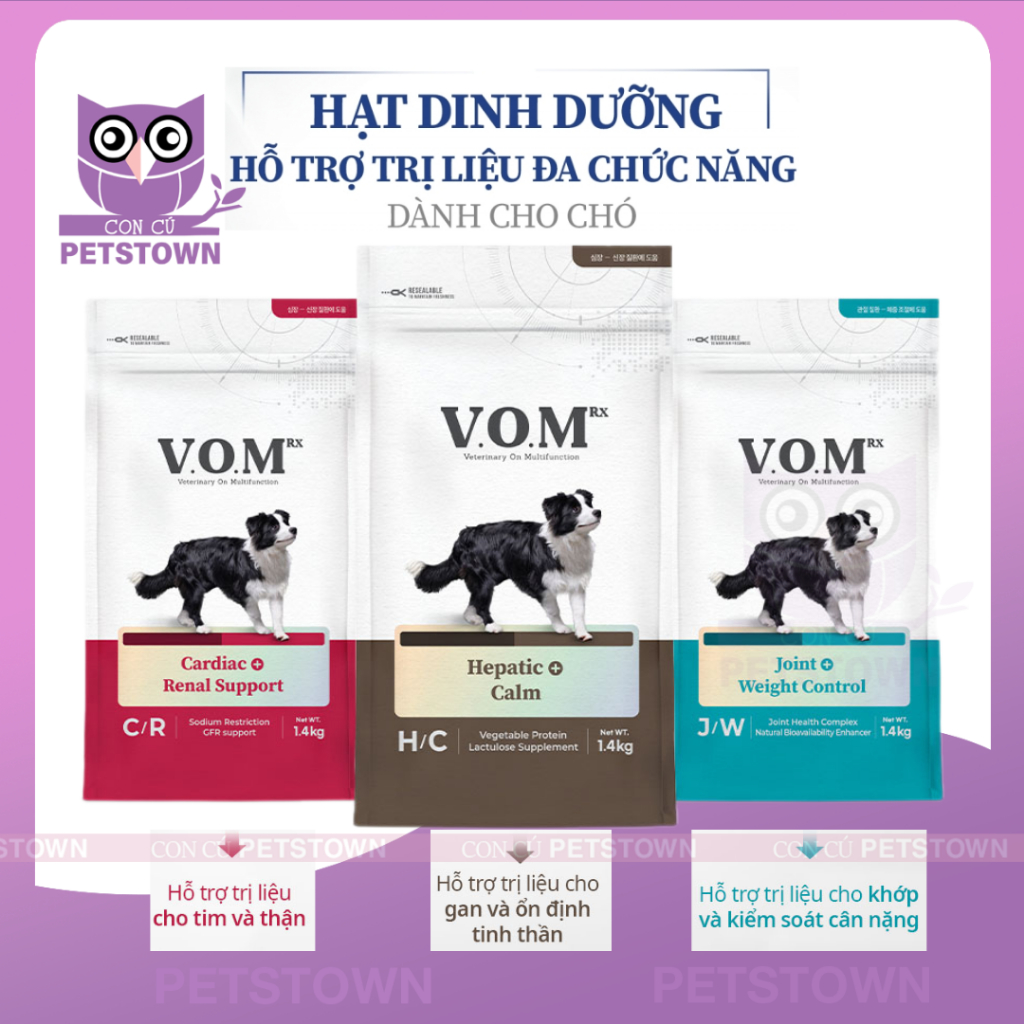 [1.4KG] V.O.M - Thức ăn hạt cho chó hỗ trợ trị liệu đa chức năng nhập khẩu Hàn Quốc VOM