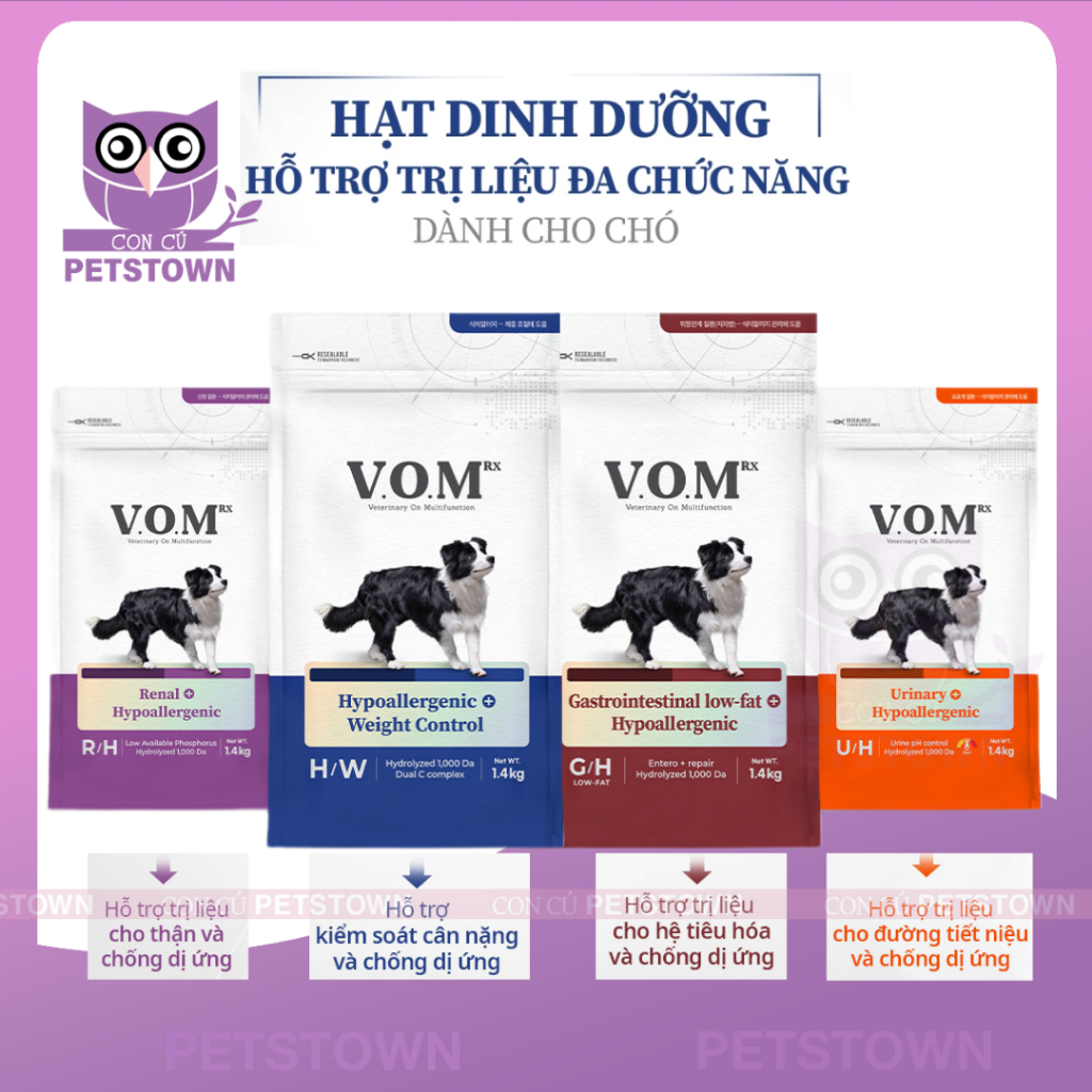 [1.4KG] V.O.M - Thức ăn hạt cho chó hỗ trợ trị liệu đa chức năng nhập khẩu Hàn Quốc VOM
