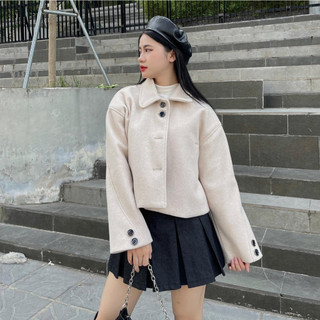 Áo khoác dạ tiêu Forgirl áo dạ nữ chất liệu dạ ép dáng croptop cổ bẻ T024