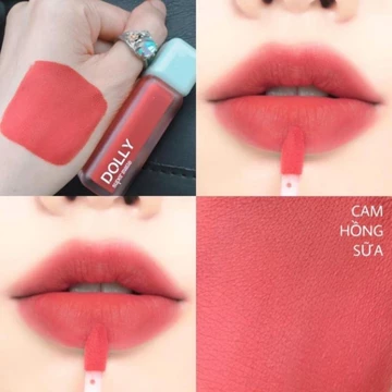 Son Lì Son Kem DOLLY MATTE Không Chì Cao Cấp Chính Hãng Màu <Cam hồng sữa>