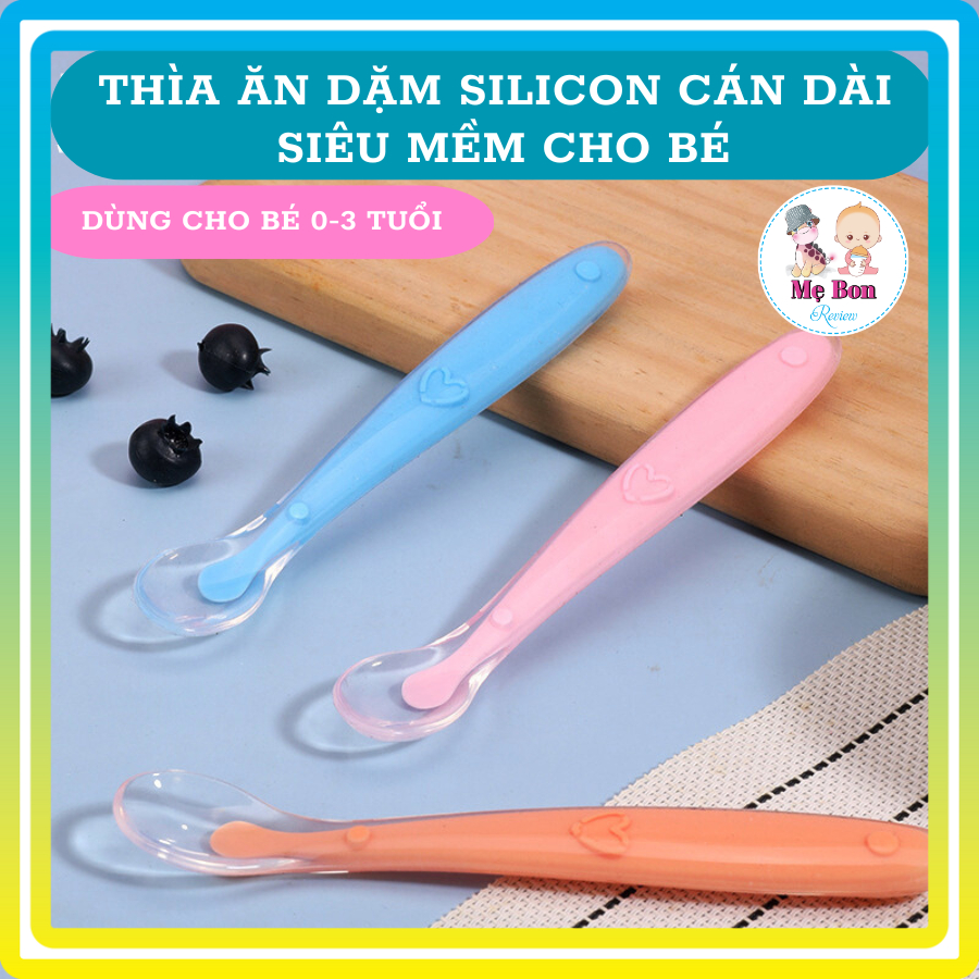 Thìa ăn dặm Silicon cán dài siêu mềm an toàn cho bé mã đẹp
