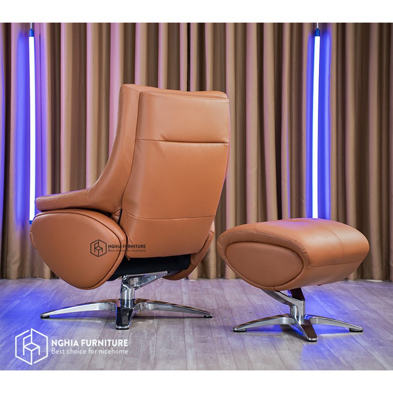 Ảnh Ghế thư giãn Nghiafurniture Relaxing chair 03, Da bò tự nhiên, ngả ghế 160 độ, xoay 360 độ, bảo hành 3 năm 2