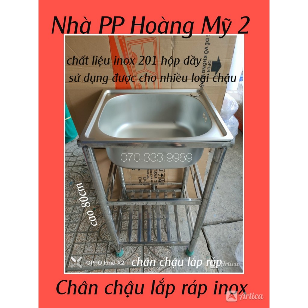 Chân chậu bồn rửa chén inox Lắp Ráp tiện lợi, nhiều kích thước khác ...