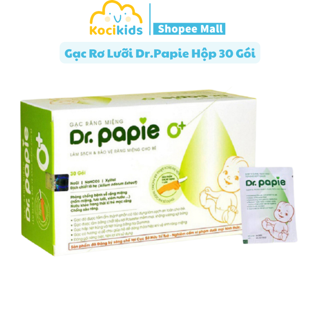 Gạc Rơ Lưỡi Dr.Papie Cho Bé Từ Sơ Sinh và Trên 1 Tuổi Hộp 30 gói ...