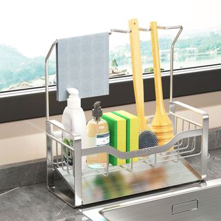 Kệ Inox 304 để đồ rửa chén bát kèm khay hứng nước dốc 45 độ thoát nước tiện lợi