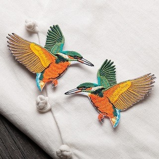 1 Cặp 2 cái Ủi Thêu Hình Chim Phượng Hoàng Xanh / Magpie / Chim Ruồi Vàng
