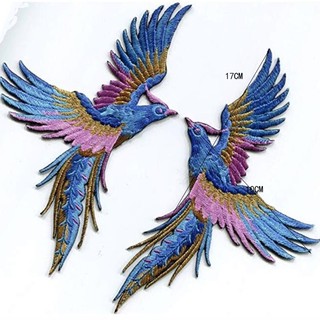 1 Cặp 2 cái Ủi Thêu Hình Chim Phượng Hoàng Xanh / Magpie / Chim Ruồi Vàng