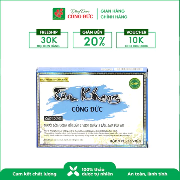 Viên uống Tâm Khang Công Đức - Hỗ trợ giảm mỡ máu, giảm nguy cơ xơ vữa mạch máu, Hộp 30 viên