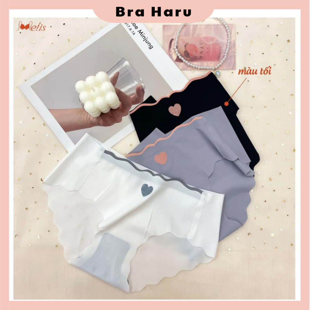 5 Quần Lót Su, Quần Lót Nữ Không Viền Hình Tim Siêu Xinh Size M, L, XL Giá siêu rẻ [Q03]