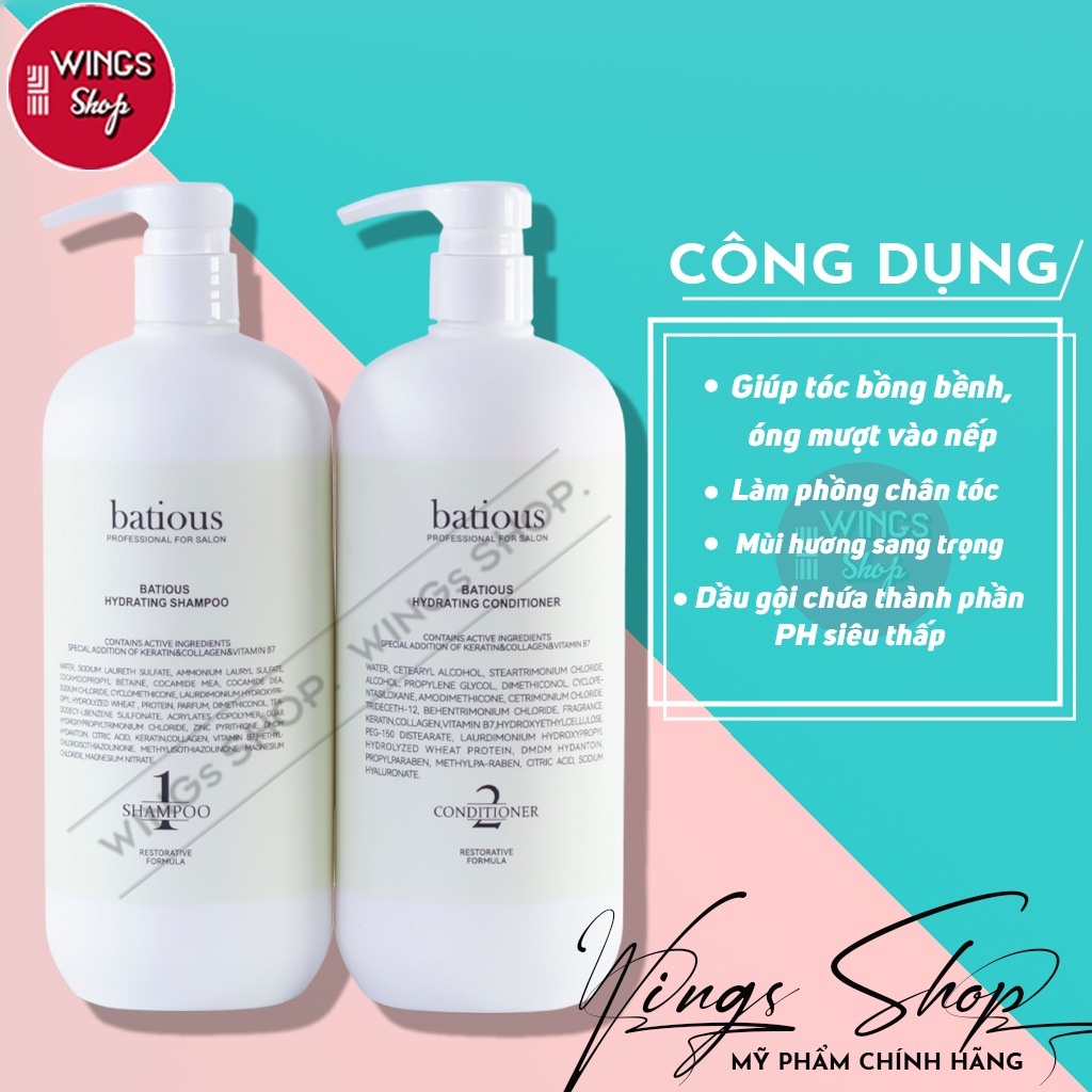 Dầu Gội, Xả Batious Trắng Dành Cho Tóc Khô Xơ, Phục Hồi Chẻ Ngọn 500ml-960ml