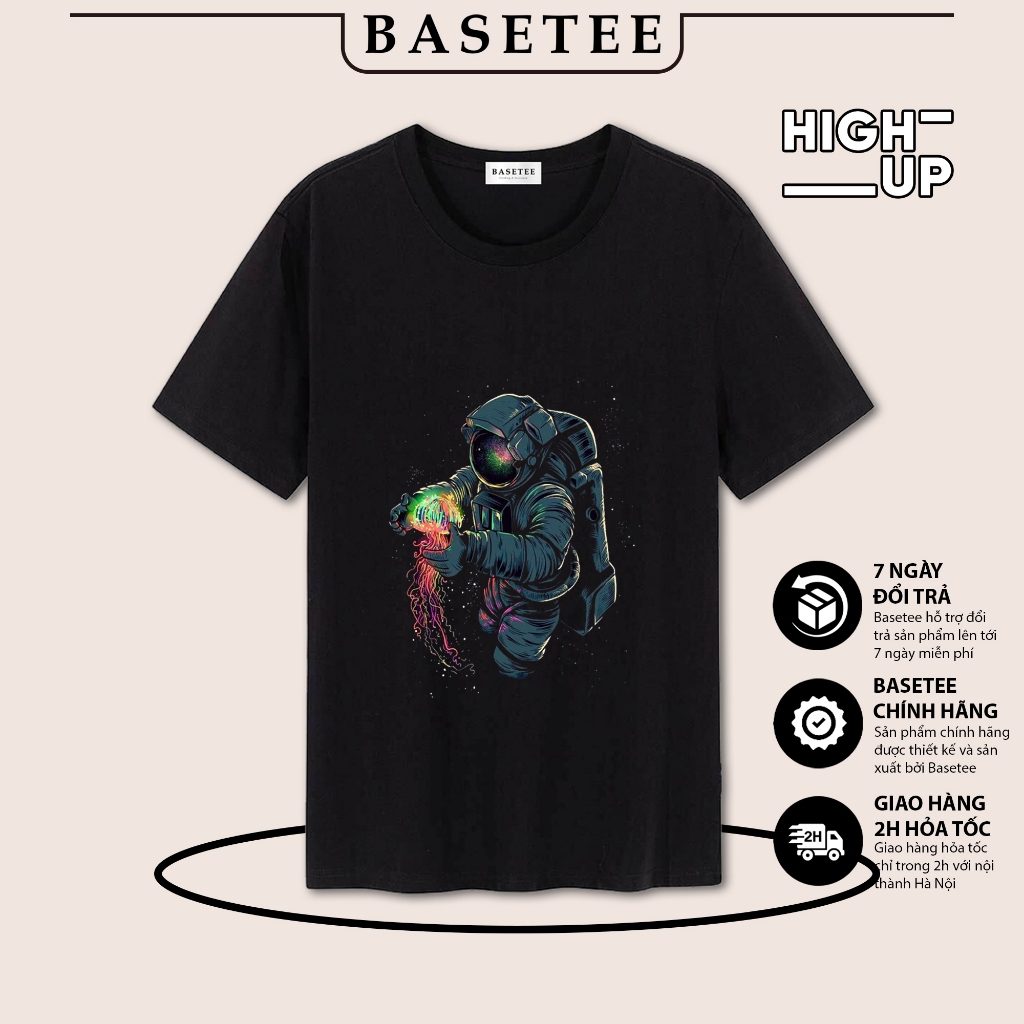 Áo thun đen High up in hình Mysterio Universe co dãn thấm hút mồ hôi đủ size 40-100kg Basetee Unisex