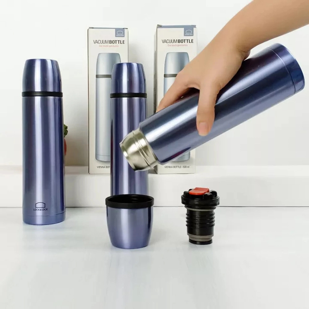 Bình giữ nhiệt LocknLock 500ml Vienna LHC1430 , miệng bình rộng, nắp dùng làm cốc nước uống - K-MALL