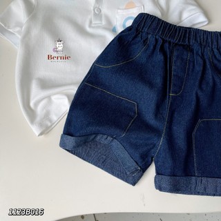 Bộ polo in hoạ tiết cộc tay cho bé phối quần giả bò, bộ thun cộc tay hàng thiết kế Bernie