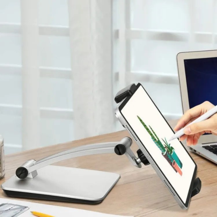 Giá đỡ ipad, điện thoại để bàn hợp kim cao cấp thiết kế công thái học, thân xếp gọn hiện đại xem phim, học online
