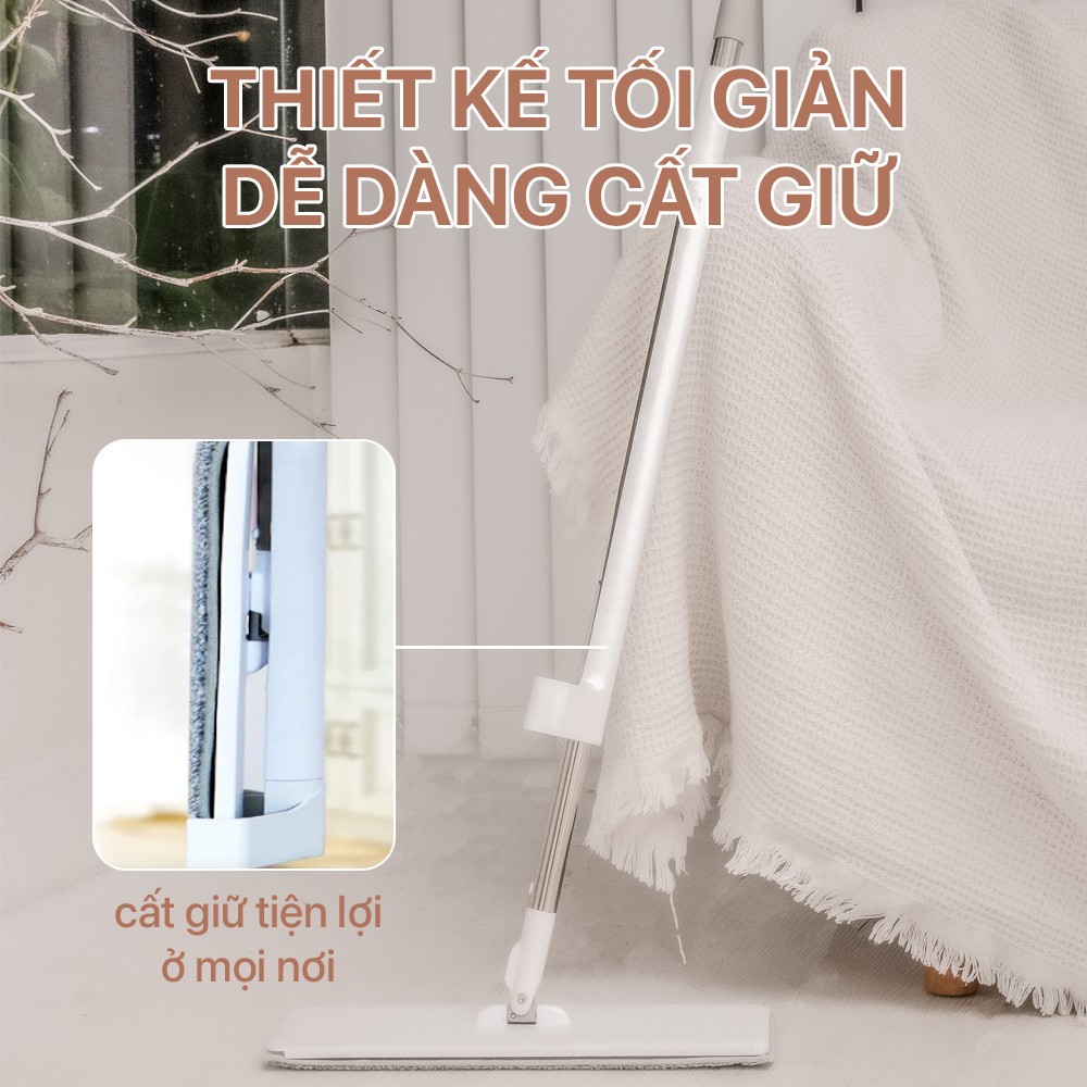 Cây Lau Nhà MyJae Đài Loan Sợi Polyester Kéo Vắt Thông Minh 360 Độ 125cm Tiện Lợi