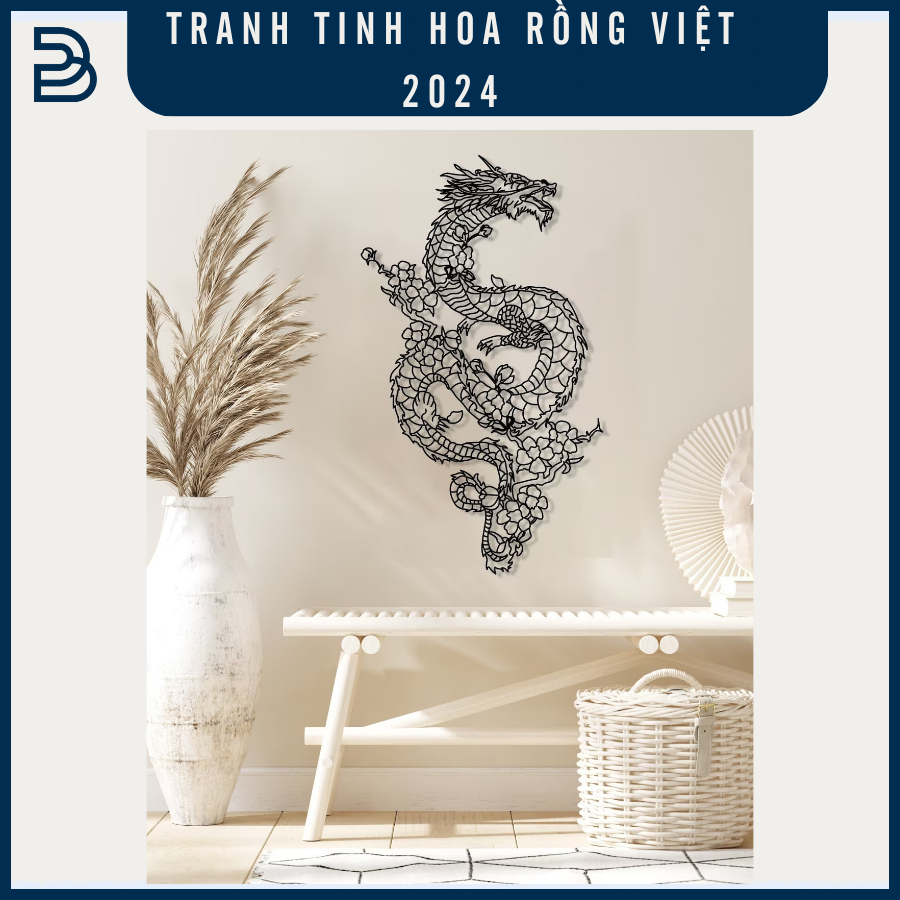 Tranh sắt CNC A18 | Tranh "Tinh hoa Rồng Việt 2024", Treo tường nghệ thuật, Decor trang trí nội thất