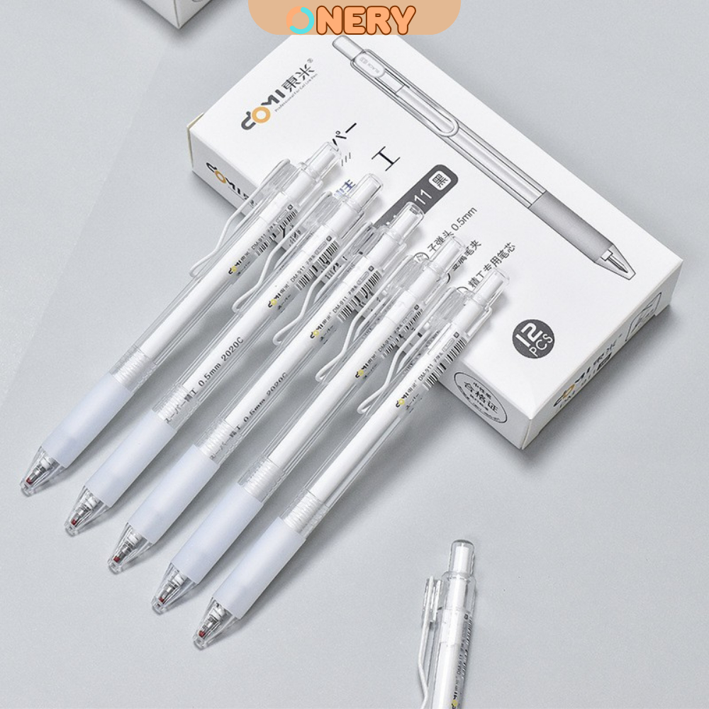 Combo 10 bút bi bấm DOMI cao cấp - Ngòi 0.5mm - nét đều chữ đẹp ONERY