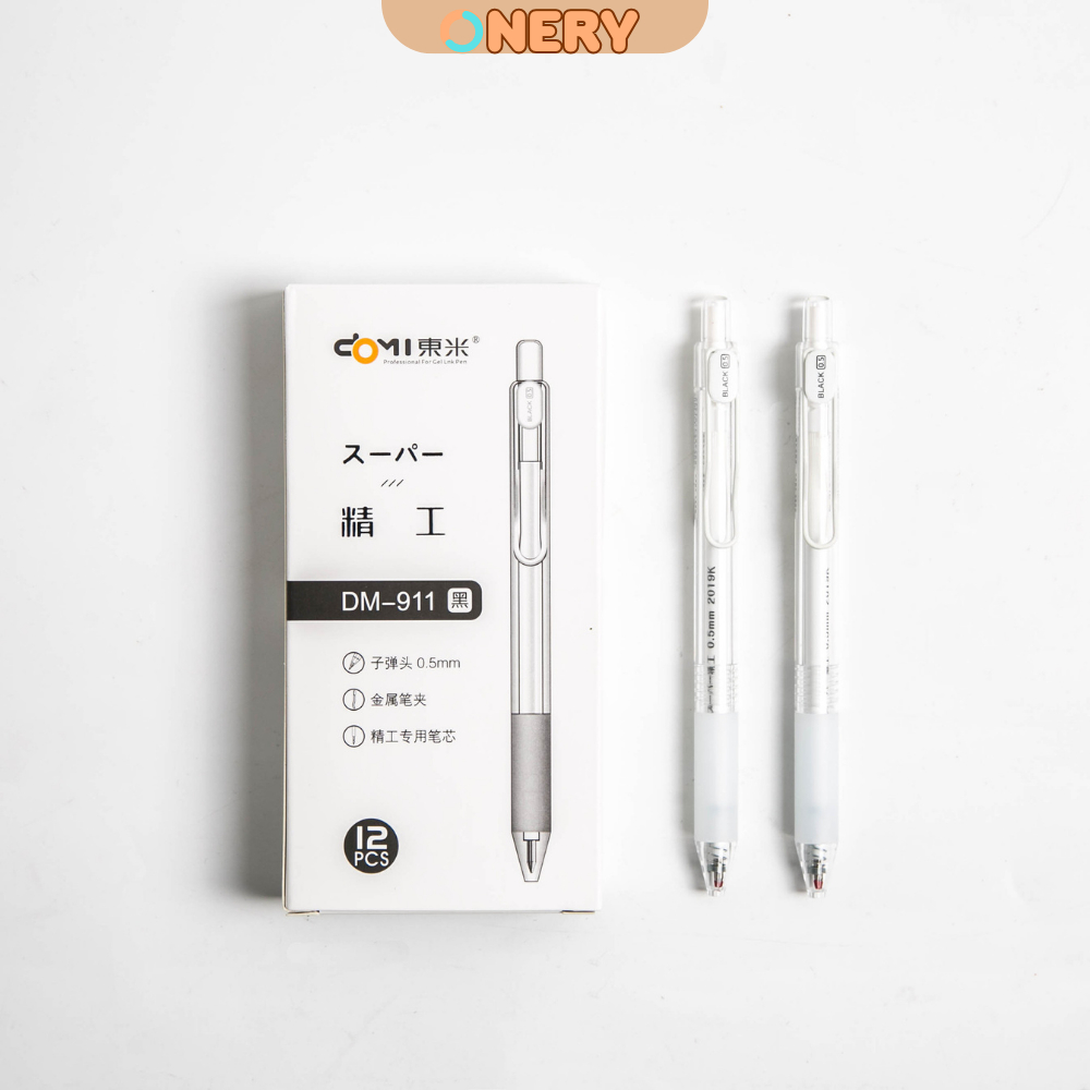 Combo 10 bút bi bấm DOMI cao cấp - Ngòi 0.5mm - nét đều chữ đẹp ONERY