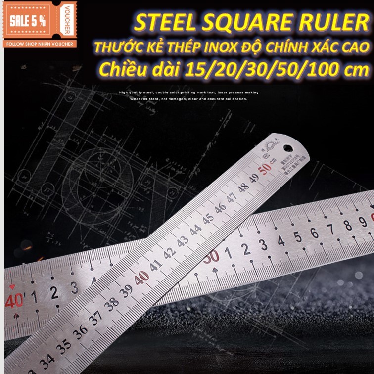 Thước Lá Thép Thước Kẻ Thép Inox Chính Xác Cao Nhiều Size 15cm 20cm ...