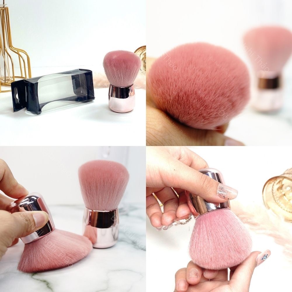 [GIÁ TỐT] Chổi phủi bụi nail cán ngắn lông hồng – cọ phủi bụi nail chuyên dụng lông dày, mềm mượt