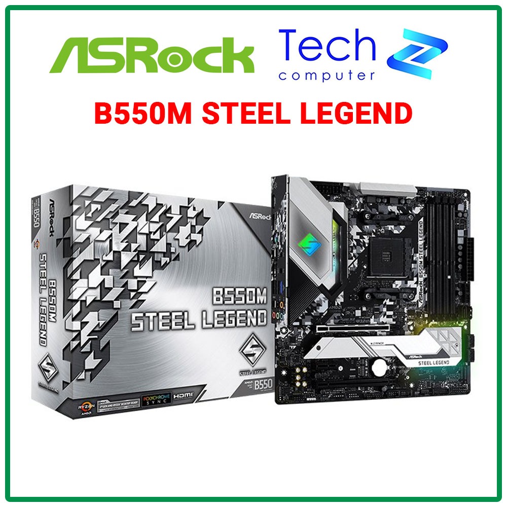 Main ASRock B550M Steel Legend (AM4 M-ATX Khe RAM) Chính Hãng BH 36T