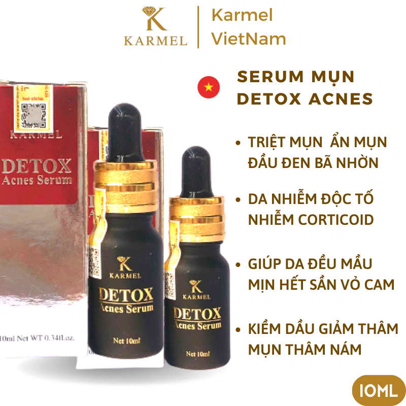 Serum Mụn da sần, mờ thâm nám, đều mầu da, dưỡng trắng da, Kiềm dầu thu nhỏ lỗ chân lông-Detox Acnes Karmel(Kamel)