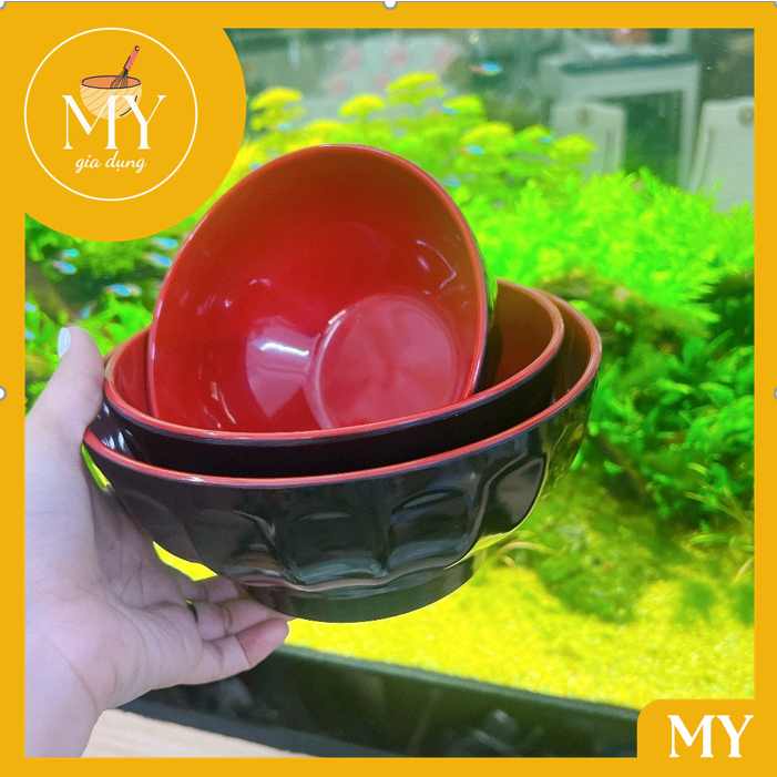 Tô xoắn màu đỏ đen bằng nhựa melamine 2 lớp nhiều size- Tô xoắn đỏ đen Fataco cao cấp