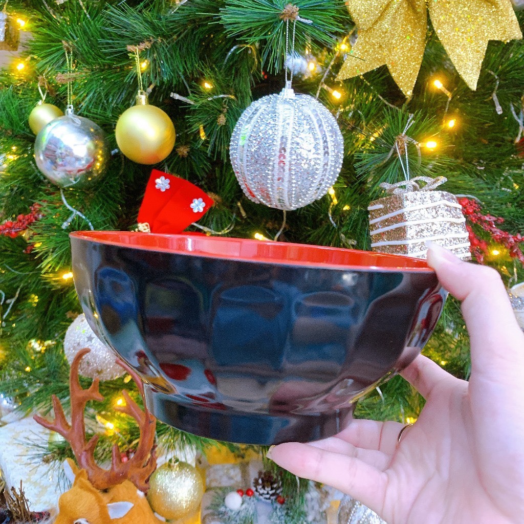 Tô xoắn màu đỏ đen bằng nhựa melamine 2 lớp nhiều size- Tô xoắn đỏ đen Fataco cao cấp