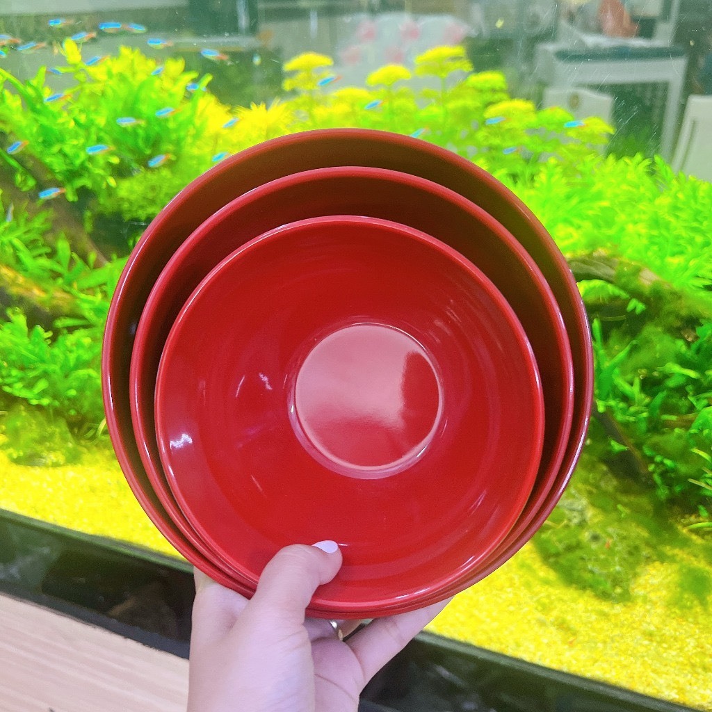 Tô xoắn màu đỏ đen bằng nhựa melamine 2 lớp nhiều size- Tô xoắn đỏ đen Fataco cao cấp