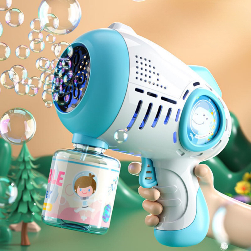 Máy đồ chơi bắn bong bóng xà phòng + 1 lọ nước xà phòng có 2 màu xanh, hồng