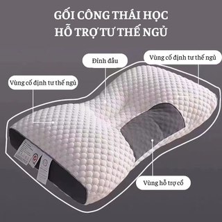 Gối công thái học M2T BEDDING ruột bông gòn trắng kháng khuẩn loại 1 - nặng 1kg/1 chiếc
