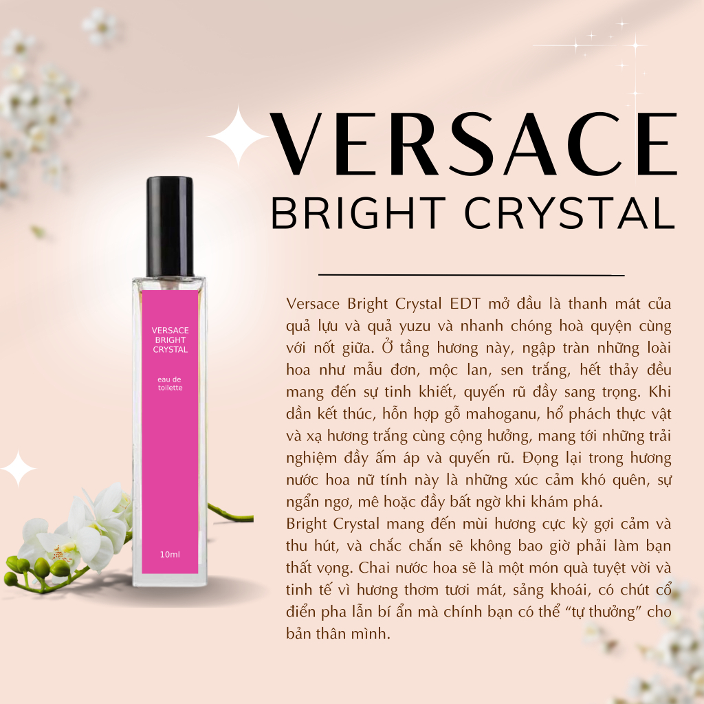 [Nước hoa chiết Cao Cấp 10ml] Versace Bright Crystal -Phong cách: Nữ tính, Tươi mát, Tinh tế, Dễ thương