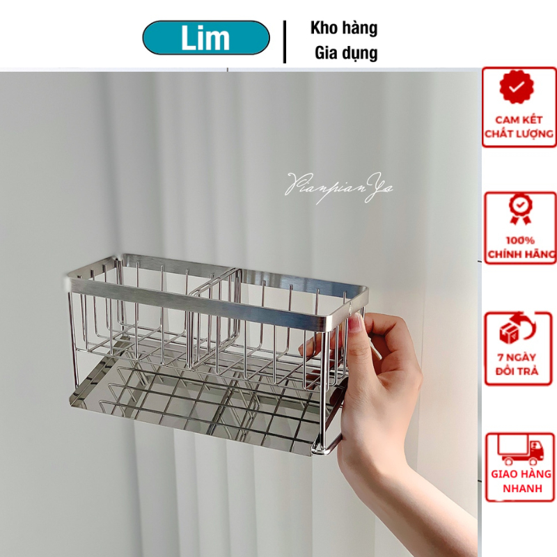 Kệ/giỏ inox 304 khay nghiêng đựng miếng rửa chén bát dán tường siêu ...