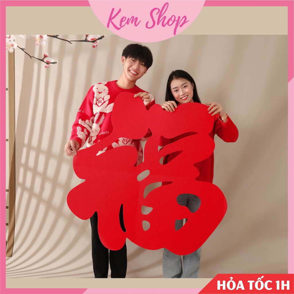 Chữ Tết, chữ Phúc vải nỉ dạ trang trí Tết nguyên đán, năm mới - Kem Shop K65