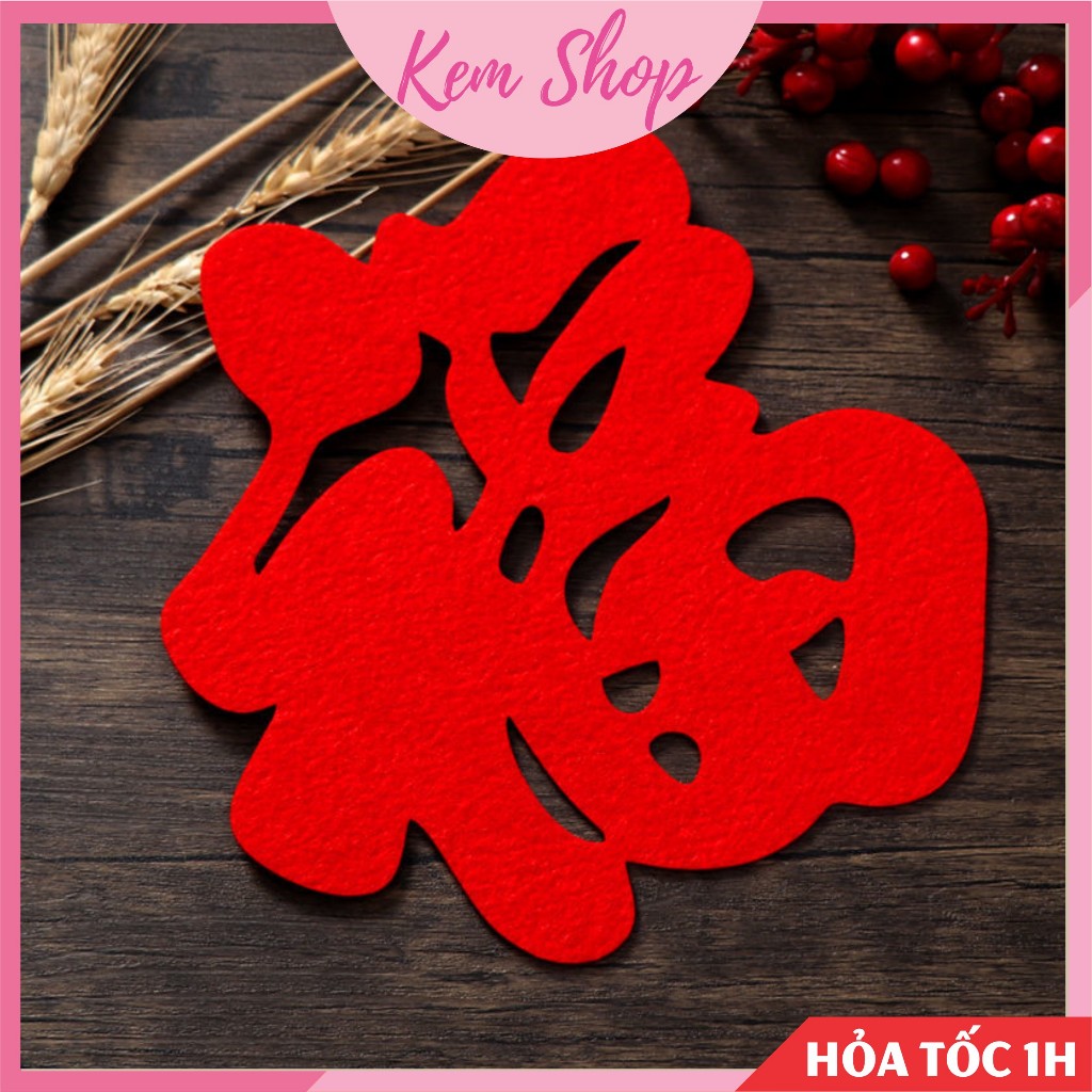 Chữ Tết, chữ Phúc vải nỉ dạ trang trí Tết nguyên đán, năm mới - Kem Shop K65