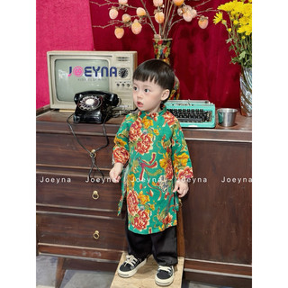 Áo dài Tết  trend chăn con công (kèm Bờm) [chính hãng](8-23kg)