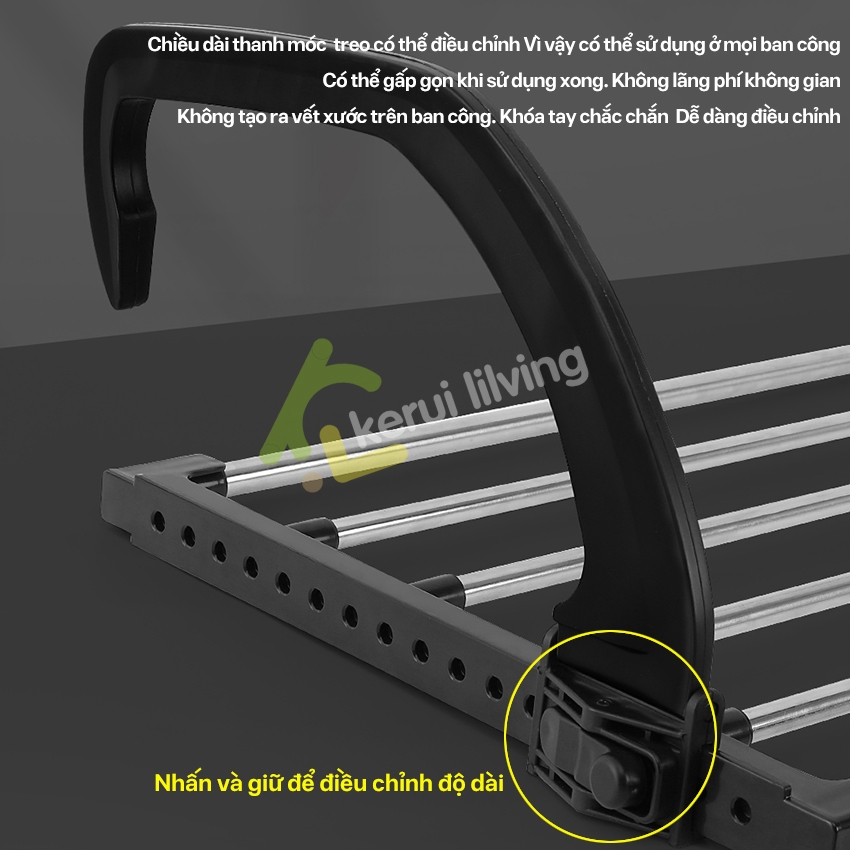 Kệ treo ban công LUMERA để chậu hoa, phơi đồ đa năng, kệ treo inox để đồ chịu lực tốt,giá treo lan can