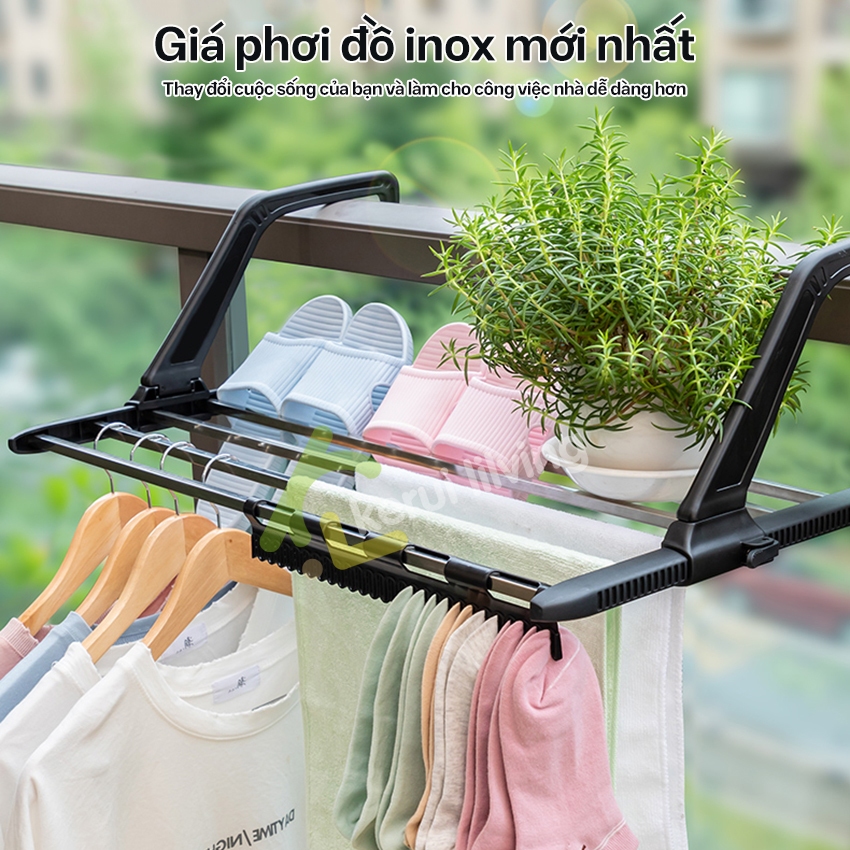Giá treo lan can ban công LUMERA,giá phơi đồ treo,kệ treo ban công,kệ phơi đồ ban công đa năng gấp gọn