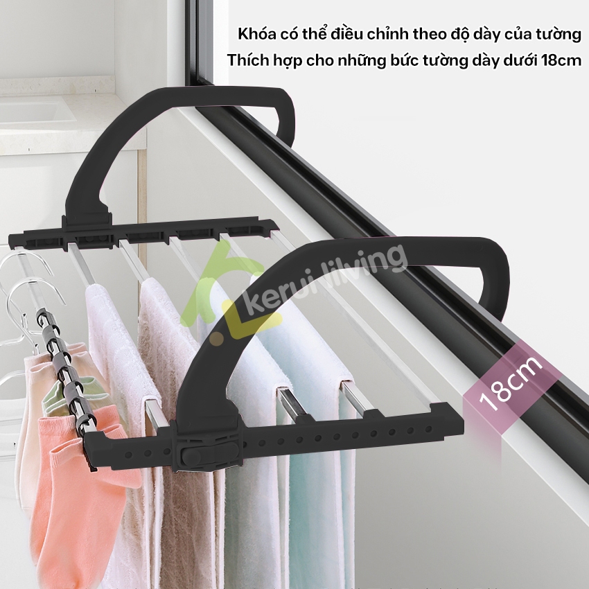 Giá phơi đồ đa năng treo ban công LUMERA, kệ treo để chậu hoa ban công, kệ treo để đồ thông minh thép