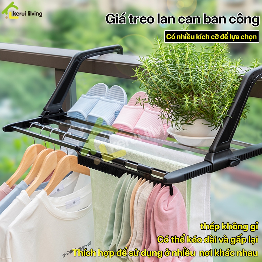 Kệ treo ban công LUMERA để chậu hoa, phơi đồ đa năng, kệ treo inox để đồ chịu lực tốt,giá treo lan can