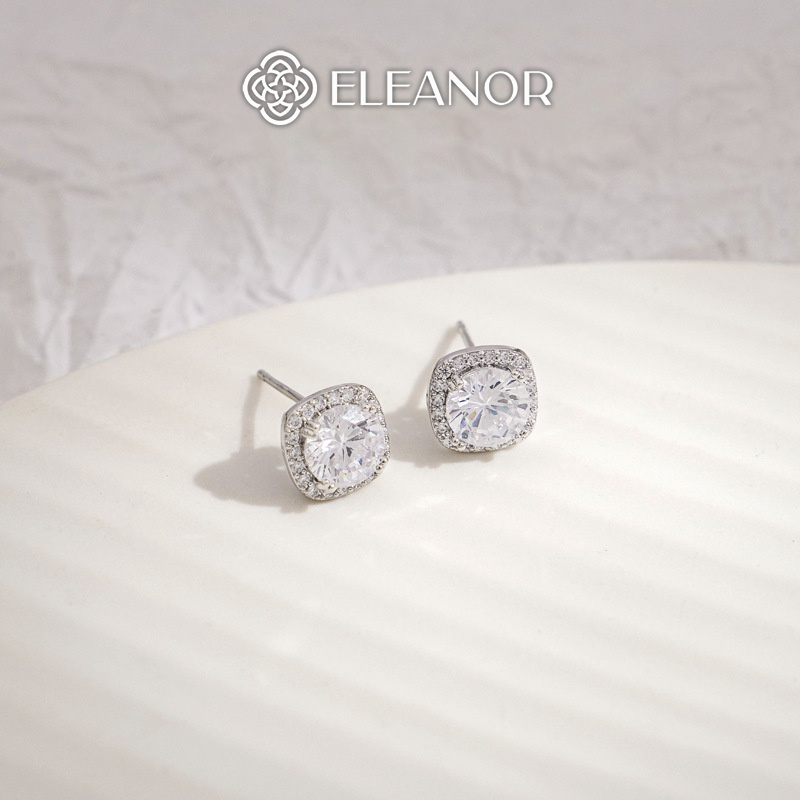 Bông tai nữ chuôi bạc 925 Eleanor Accessories hình học đính đá phụ kiện trang sức khuyên tai 3938