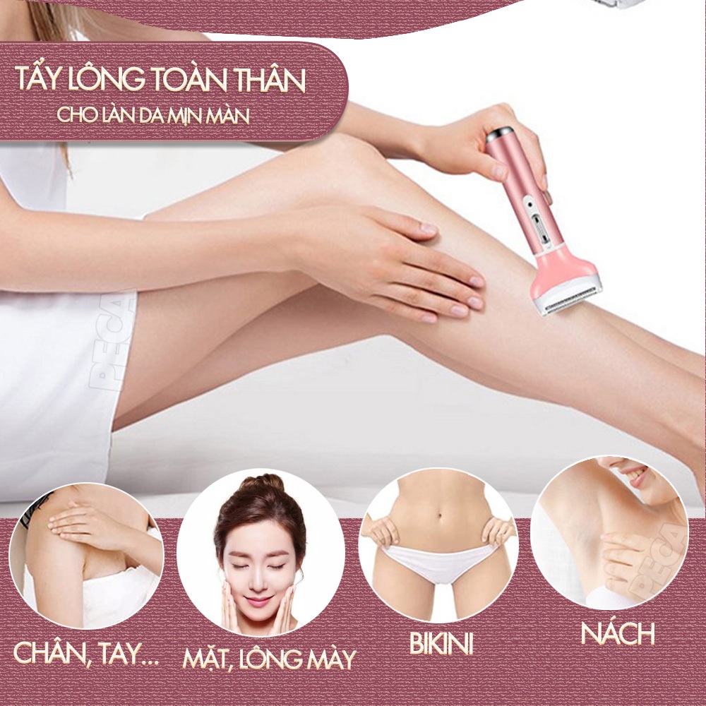 Ảnh Máy tẩy lông 4in1 đa năng mini Kemei KM-6637 chuyên dùng cạo lông toàn thân sử dụng pin sạc tiện lợi 4