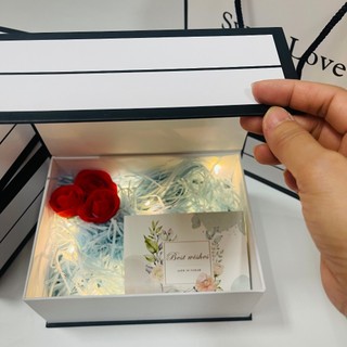 (SWL thiệp xanh,  20cm*15cm*7.5cm) Set hộp túi quà sweet love xinh xắn kèm phụ kiện sang trọng