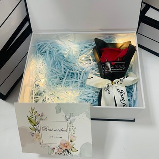 (SWL thiệp xanh,  20cm*15cm*7.5cm) Set hộp túi quà sweet love xinh xắn kèm phụ kiện sang trọng
